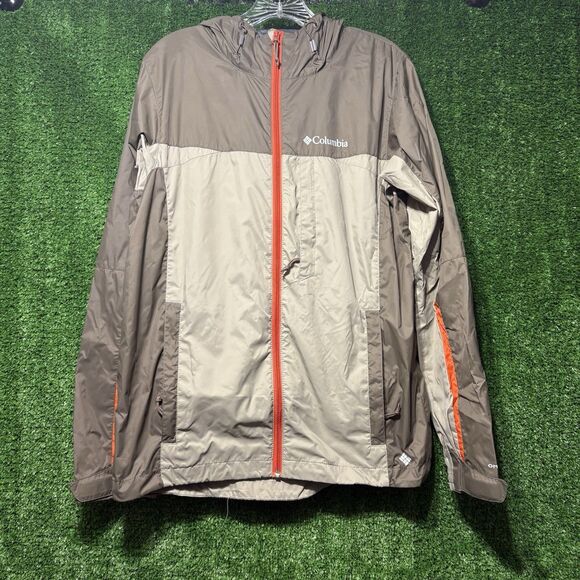 Mens Columbia Light Weight Omni Shield  Windbreaker Rain Jacket Tan Size Small - Picture 1 of 8